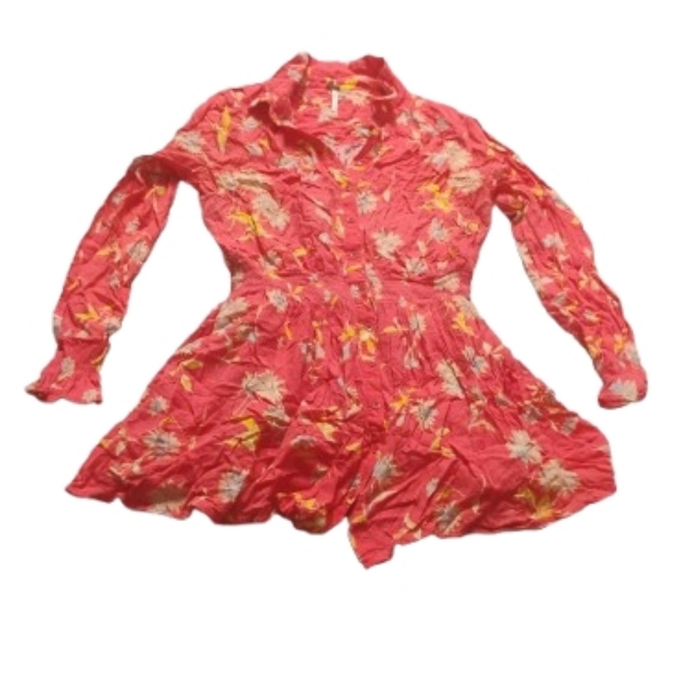Free People Womens Ruthie Floral Print Long Sleeve Buttoned Dress Mini XS